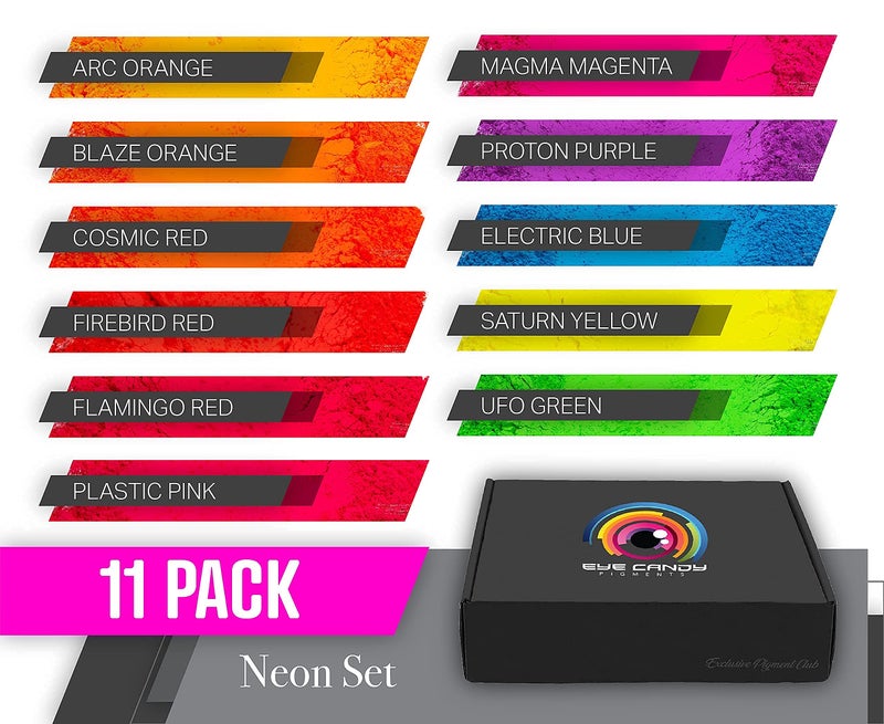 Eye Candy Pigments Neon Mica Pigment Powder Set - Mica Powder for Epoxy Resin Art - Woodworking - Nail Polish - Bath Bombs - Pigment Powder Variety Pack - 55g - Non-Toxic - Image 2